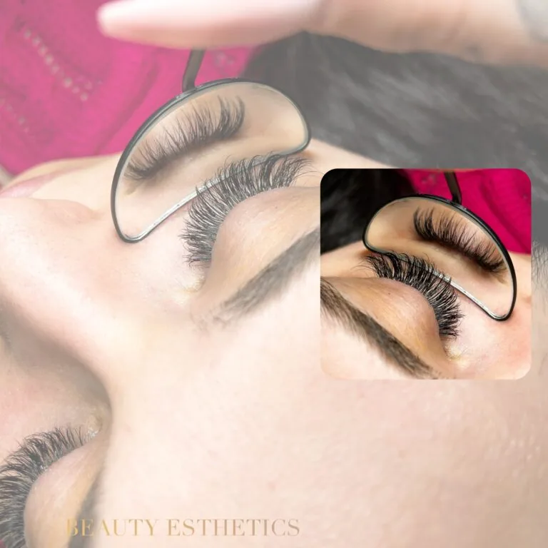 Wimpernverlängerung im Hybrid-Look, gearbeitet bei Beauty Esthetics